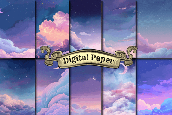 Cloudy Nights Digital Paper: A Versatile Design Asset