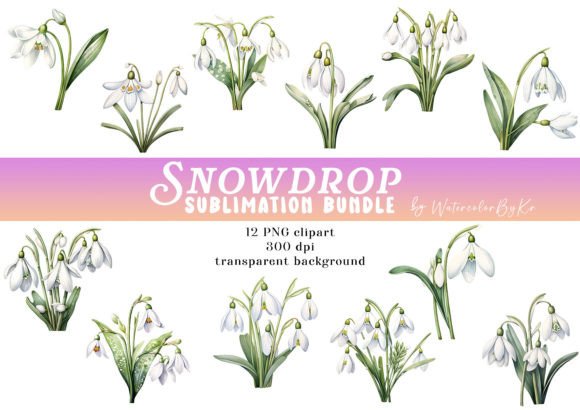 Snowdrop Flower Bundle Clipart for Elegant Design
