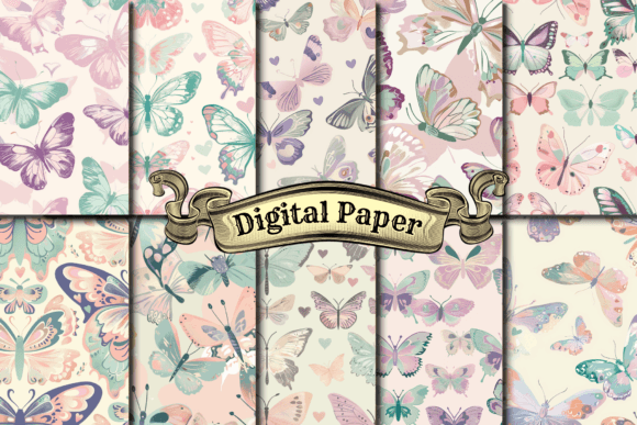 Watercolor Butterfly Digital Paper for Creative Projects